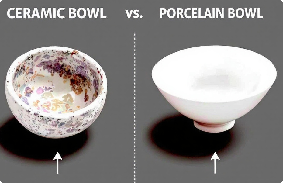ceramic bowl vs porcelain bowl