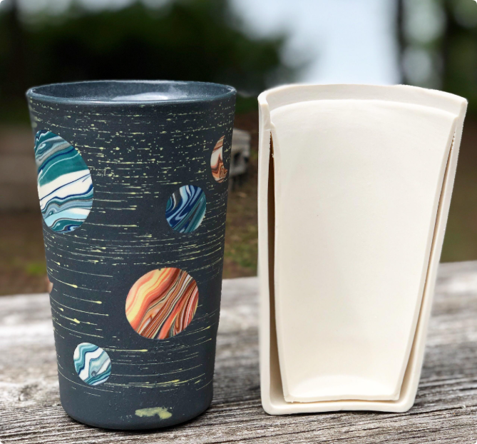 double wall insulated ceramic mug