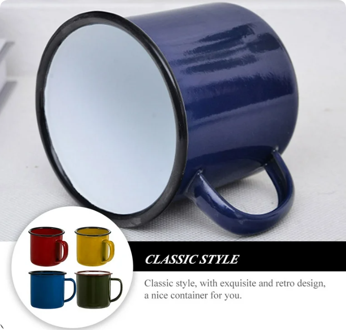 vintage enamel style ceramic mug