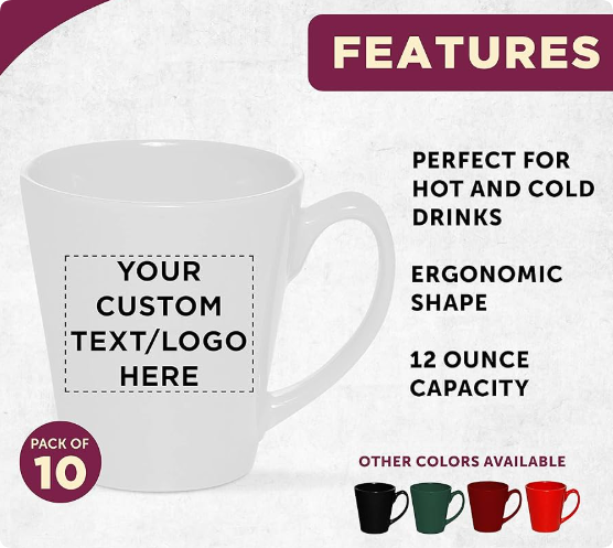 coffee mug size 12oz logo