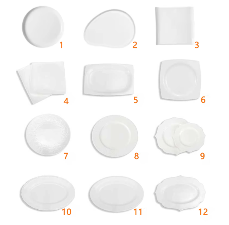 common customizable sizes for ceramic plates shape