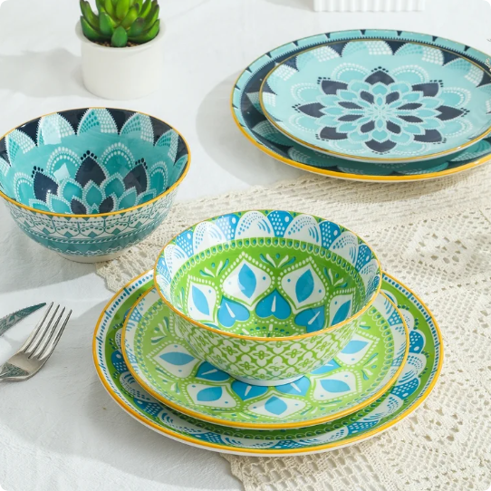 favor bold, colorful designs tableware