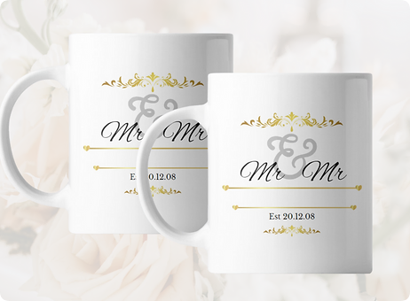 gold logos mug weddings and events