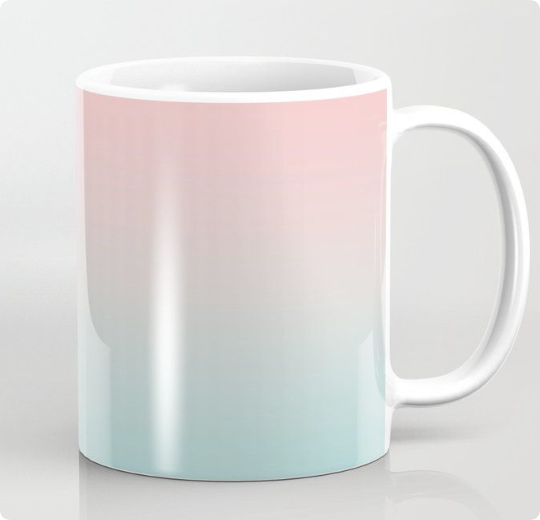 gradient mugs featuring a mix of teal and pink