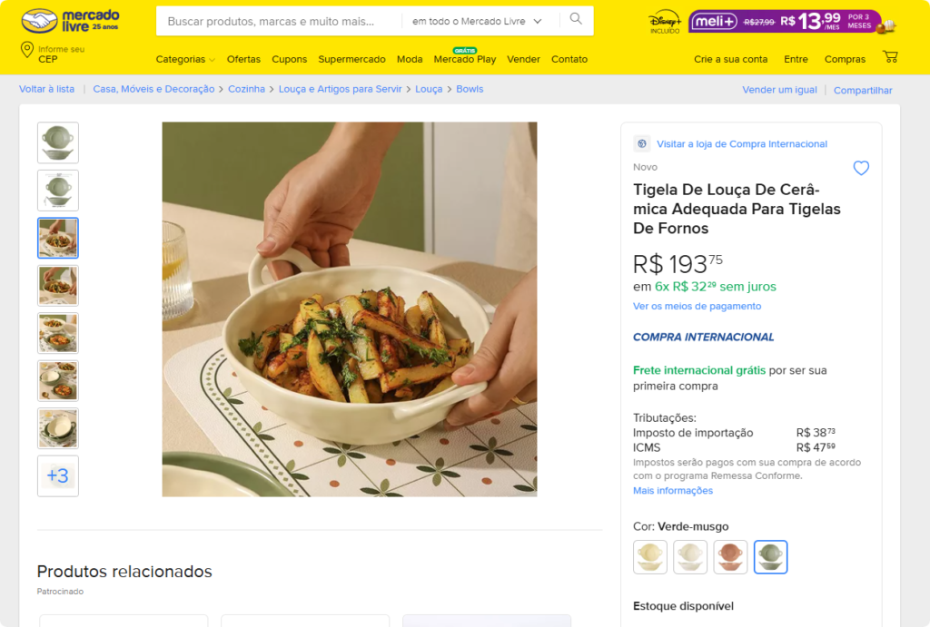 mercadolibre ceramic tableware