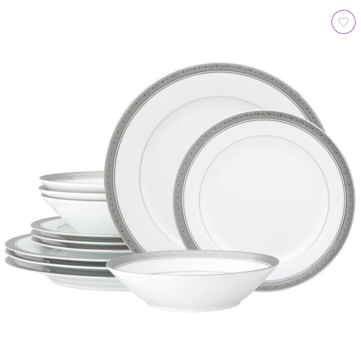 noritake crestwood platinum 12 piece dinnerware set