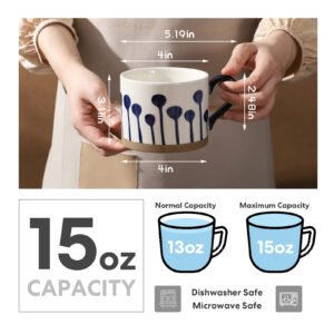custom 15 oz ceramic coffee cup with handle