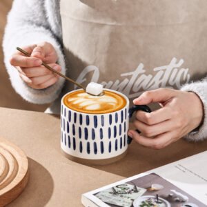 custom 15 oz ceramic coffee cup with handle
