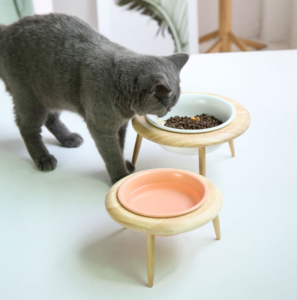 high quality multi colored ceramic pet feeding bowl tiltable dog slow feed bowls