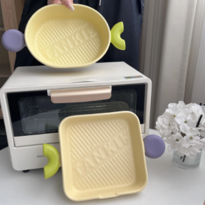 Beige Family Household Daily Use Kitchen BBQ Barbecue Food Baking Square Round Ceramic Porcelain Baking Pan Bowl for baking