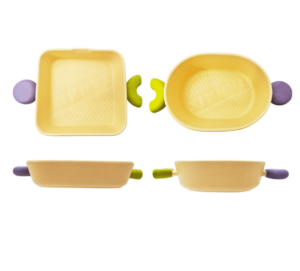 beige family household daily use kitchen bbq barbecue food baking square round ceramic porcelain baking pan bowl for baking