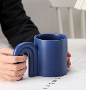 best selling blue ceramic spray printed coffee mug