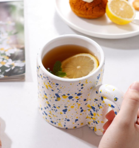 best selling blue ceramic spray printed coffee mug