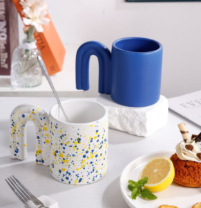best selling blue ceramic spray printed coffee mug