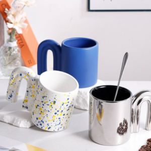 best selling blue ceramic spray printed coffee mug