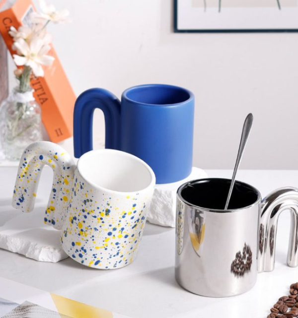 best selling blue ceramic spray printed coffee mug