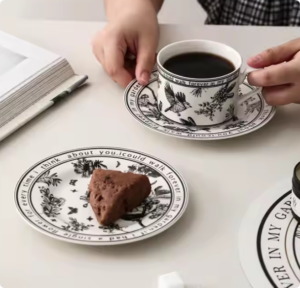 Ceramic elegant pattern English Afternoon Tea 350ml coffee cup saucer