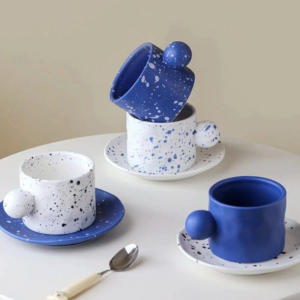 Ceramic Factory Klein Blue splash ink design ins style espresso cup and saucer