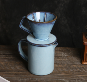 ceramic hand brewed coffee pot with filter cup drip coffee sharing pot set & coffee strainer