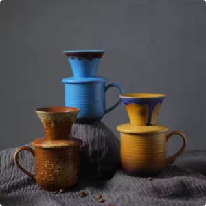 ceramic hand brewed coffee pot with filter cup drip coffee sharing pot set & coffee strainer