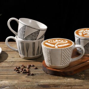 ceramic mug manufacture 12 oz vintage cappuccino coffee cup with handle for coffee shop