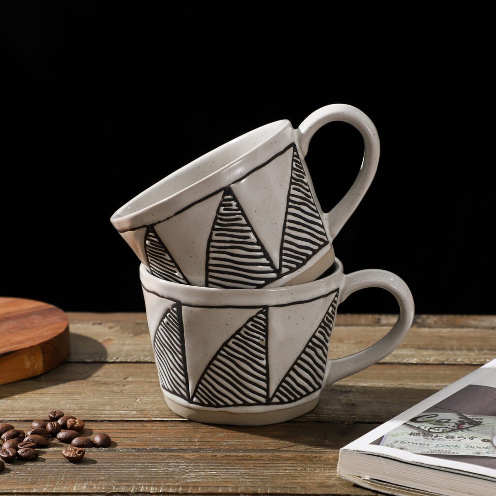 ceramic mug manufacture 12 oz vintage cappuccino coffee cup with handle for coffee shop