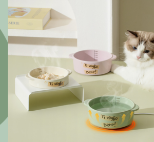 high quality custom logo constant temperature heating ceramic pet water food bowl