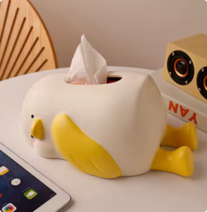 creative cream ceramic tissue box in duck design lying flat for home living room desktop napkin & paper pumping wholesale for home