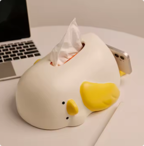 creative cream ceramic tissue box in duck design lying flat for home living room desktop napkin & paper pumping wholesale for home