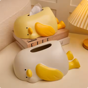 creative cream ceramic tissue box in duck design lying flat for home living room desktop napkin & paper pumping wholesale for home