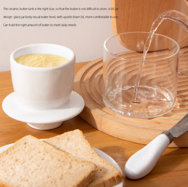 Crock Beige Circular Sealed Food Jar Western Household Stoneware Nordic Butter Keeper Ceramic Jar With Lid