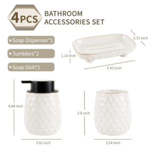 Custom Modern Wholesale Hotel Supplies Decor Designer Soap Dispenser Dish Toothbrush Holder Ceramic Bathroom Accessories Set for 4