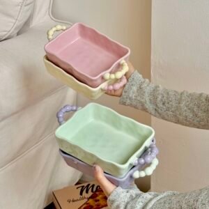 wholesale strawberry pattern stoneware hand painted ceramic back tray baking utensils baked rice plate (copy)