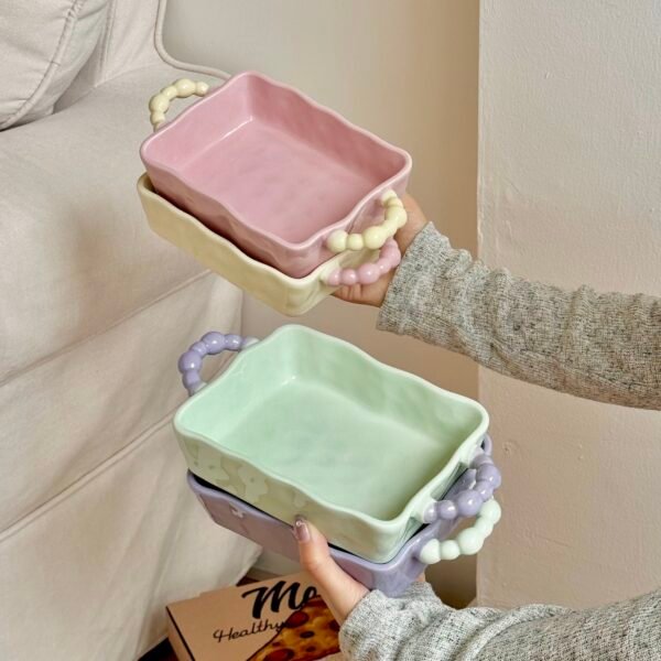 wholesale strawberry pattern stoneware hand painted ceramic back tray baking utensils baked rice plate (copy)