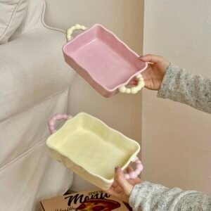 wholesale strawberry pattern stoneware hand painted ceramic back tray baking utensils baked rice plate (copy)