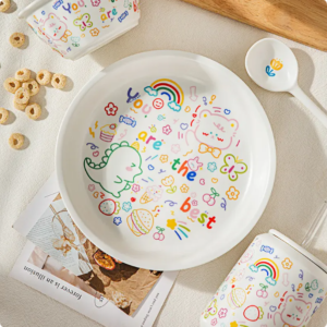 cute crockery cartoon patterns ceramic tableware bowl cup spoon plates & dishes porcelain dinnerware sets for home and kitchen bowl