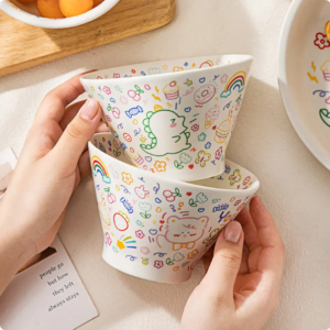 cute crockery cartoon patterns ceramic tableware bowl cup spoon plates & dishes porcelain dinnerware sets for home and kitchen bowl