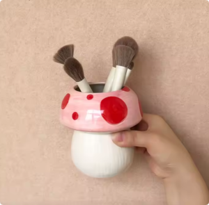 Cute Mushroom House Ceramic Storage Jar Fruit Fork Afternoon Tea Fork Set