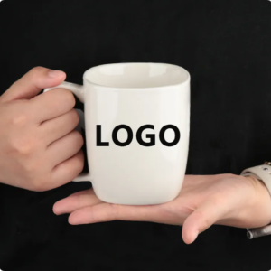 double side printing 400ml hotel gift personalized coffee mugs custom logo printed square shaped ceramic sublimation mug logo