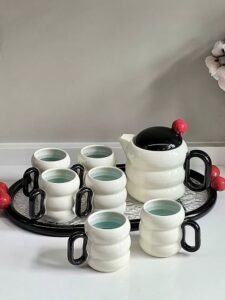 Exquisite Design Gift Wedding Coffee Cup Tea Sets High Quality Tea Pot Customize Design Ceramic Cup With Tray
