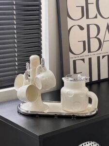 Exquisite Design Gift Wedding Coffee Cup Tea Sets High Quality Tea Pot Customize Design Ceramic Cup With Tray