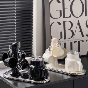 modern teatime coffee tea cup set 6 cups gold rim rroyal luxury ceramic teapot set with tray (copy)