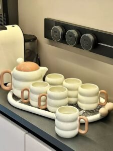 Exquisite Design Gift Wedding Coffee Cup Tea Sets High Quality Tea Pot Customize Design Ceramic Cup With Tray
