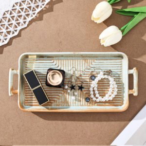 Factory Direct Sales Ceramic Jewelry Display Plate Watch Holder  Ceramic Tray with handle 