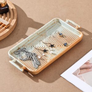 Factory Direct Sales Ceramic Jewelry Display Plate Watch Holder  Ceramic Tray with handle 
