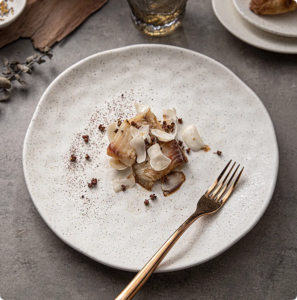 Health Stoneware Ceramic Dinner Plate Matte Restaurant Used Catering Durable Dish Porcelain Nordic Rustic Speckle Plate