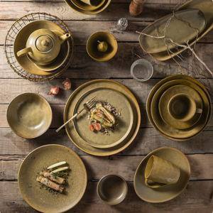 Health Stoneware Ceramic Dinner Plate Matte Restaurant Used Catering Durable Dish Porcelain Nordic Rustic Speckle Plate