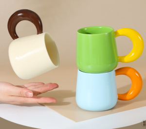 hot sale kol design porcelian factory ins ceramic clashing color mug