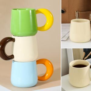 hot sale kol design porcelian factory ins ceramic clashing color mug
