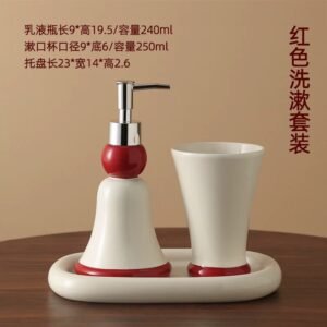 Hotel Luxury Multi-functional Liquid Bottle Dispenser Bathroom Accessories Ceramic Bathroom Set